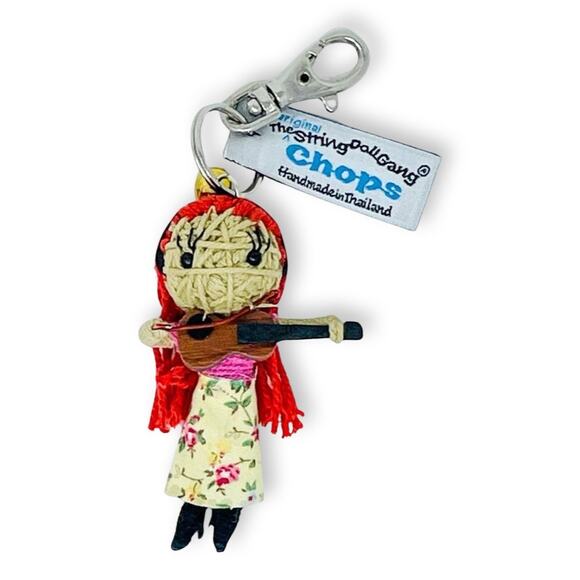 String Doll Gang Red Hair Fiddle Player Keychain | Nashville Gift NWT - Picture 1 of 11